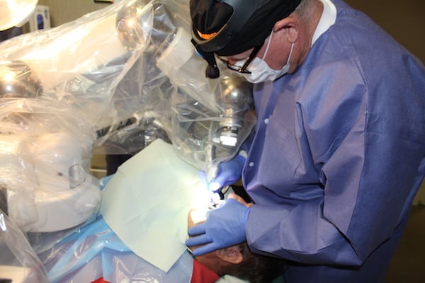 A patient getting a procedure done